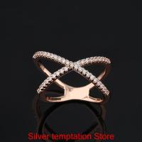 The New 925 Sterling Silver X-type Ring Exquisite Original 1:1 Crossover Tail Ring Inlaid Valentines Luxury Brand Monaco Jewel