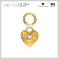 Gemondo จี้เกี่ยวกระเป๋า (Bag Charm) รูปหัวใจทำจากเงินแท้ชุบทอง ประด้วยพลอยโทแพซ White Topaz