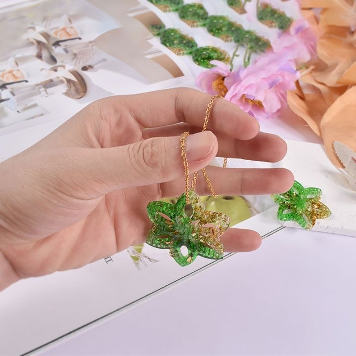แม่พิมพ์สร้อยคอซิลิโคนมันวาวแม่พิมพ์ต่างหูรูปดอกไม้งานประดิษฐ์ทำมือพวงกุญแจจี้อีพ็อกซี่เรซิน