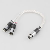 8AG Silver Plated XLR Male to Dual XLR Female Y Splitter 3Pin Balanced Microphone Cable Carbon Fiber Rhodium Plated XLR Plug HIF