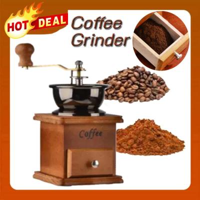 CFA เครื่องบดกาแฟ ส่งฟรี ! Mini Coffee Grinder  มือหมุนกล่องไม้คลาสสิค - รุ่นมือหมุน เครื่องบดเมล็ดกาแฟ