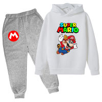 Mario Game Character Printing Hoodie Suit Cotton Kids Top+Pant 2Piece Children Clothing Set 4-14Y Fashion Girl Boy Clothes