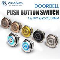 Doorbell Push Button Switch 12/16/19/22/25/30mm Momentary Self Reset LED Light Ultra-thin Metal Switch Waterproof 12V 24V 220V