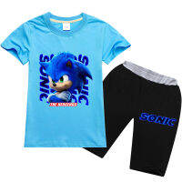 Sonic The Hedgehog ชายหญิงเสื้อยืดกางเกงขาสั้นชุดลำลองแขนสั้นพิมพ์ Tees กางเกง2ชิ้นชุดชุดนอนผ้าฝ้ายฤดูร้อนเด็กเสื้อผ้า RT1304A