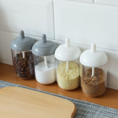 hotx【DT】 Spice Jar Seasoning Condiment Canister Rack With Lid Bowl Organizer