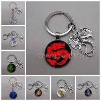 【DT】Chinese Dragon Keychain Steampunk Dragon Glass Convex Key Ring Mens Handmade Gift hot