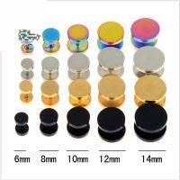 2Piece Stainless Steel Earrings Stud Fake Plugs Lobe Pierceing 6-14mm Black Gold Silver Multicolor