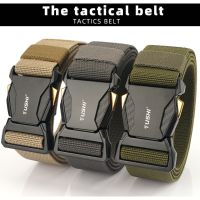 Metal Quick Release Belts Pluggable Buckle Elastic Canvas Belts For Men Durable Tactical Belt Cowboy Outdoor Stretch Army Strap