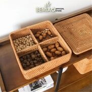 Khay đựng mứt Tết bánh kẹo vuông chia ngăn có nắp