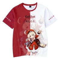 เสื้อยืดพิมพ์ลายเกม Genshin Impact Klee สำหรับเด็ก,เสื้อยืดแฟชั่นลายการ์ตูนเสื้อยืดสำหรับเด็กเสื้อ Unisex สำหรับเด็กเล็ก3D