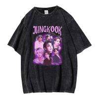 [มีสินค้า]เสื้อยืดแขนสั้น ผ้าฝ้าย ทรงหลวม พิมพ์ลายศิลปินเกาหลี KPOP BTS JUNGKOOK สไตล์เรโทร สําหรับผู้ชาย และผู้หญิง