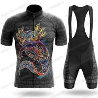 ZZOOI 2022 Mexican Aztec Axolotl Cycling Jersey Set Summer Cycling Clothing Men Road Bike Shirt Suit Bicycle Bib Shorts MTB Sportswear