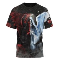 Angel And Devil Wings Style การพิมพ์ 3D Mens Fashion T-shirt ฤดูร้อนสบาย ๆ แขนสั้นวินเทจเสื้อยืด Unisex Street Cool Punk เสื้อผ้า XS-5XL