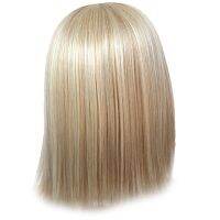 Womens Medium Straight Hair Wig Heat-Resistant Side Points Fake Invention Star Hairstyle Party Cosplay Gold