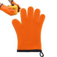 Silicone Baking Glove 1pcs Heat Resistant Cooking Barbecue Gloves Kitchen Oven Mitts With Inner Cotton Layer For Barbecue