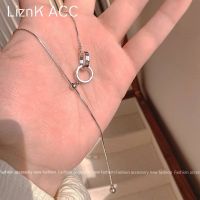 Original double-ring pull-out titanium steel necklace for women unique design exquisite sweet and cool style versatile clavicle chain accessories