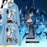 Genshin Impact-Sudadera con capucha 3d para hombre y mujer, jersey de manga larga con estampado de dibujos animados de Anime, 4XL