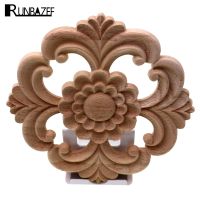 RUNBAZEF Unpainted Wood Carved Decal Corner Applique Frame Home Furniture Wall Cabinet Door Decorative Wooden Miniature Craft