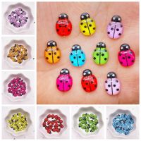 ELEGANTEN 50ชิ้น Beetle Beetle Cabochon Figurines เรซินหลังเบี้ยน่ารักสมุดติดรูปเล็บ Applique