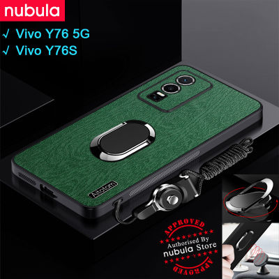NUBULA เคส Y76S สำหรับ Vivo Y76 5G | Vivo เคสผิวเปลือกไม้ให้ความรู้สึกเหมือนหนัง Hp VIVO Vivo Y76เคสกันกระแทกฟรีที่ยึดโทรศัพท์ในรถสายคล้องด้านหลังสำหรับ Vivo Y76 Y76s