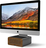 Twelve South HiRise Pro for iMac/ Displays/ Monitors | Height-adjustable stand w/ storage, reversible front + leather inlay