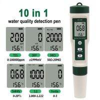 10 in 1 Water Quality Testing Pen PH/TDS/EC/SALT/TEMP/S.G/ORP/H2/Fertile/Resistivity Tester Pools Aquarium Ph Meter Detector Inspection Tools