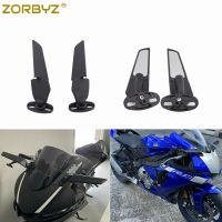 ZORBYZ Motorcycle Black Adjustable Wind Swivel Wing Rearview Side Mirror For Kawasaki Ninja 250 300 400 Yamaha R1 R3 R15 R25