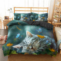 ZEIMON Sweet Cat Dog Bedding Set Lovely Animals Soft Polyester 23Pcs Duvet Cover with Pillowcase Full Single Double Size