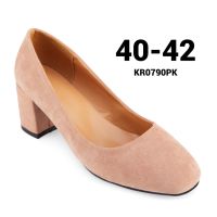 รองเท้าไซส์ใหญ่ 40-42 ส้นตึก 2 นิ้ว Pink Nude Suede รหัส KR0790 CHOWY KR0790PK