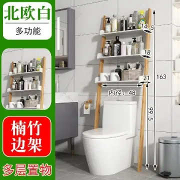 Bathroom Shelf No Drill Storage Rack Solid Wood Shower Shelf Toilet shelf  Portico Shampoo Holder Kitchen Storage Shelves