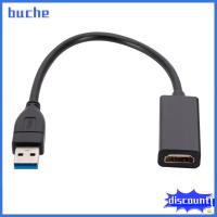 BUCHE USB 3.0เป็น HDMI สายแปลง HDMI 1080P แกนลวดทองแดง สายสัญญาณเสียงและวิดีโอ ของใหม่ การซิงโครไนซ์เสียงและวิดีโอ สายแปลง USB คอมพิวเตอร์สำหรับคอมพิวเตอร์