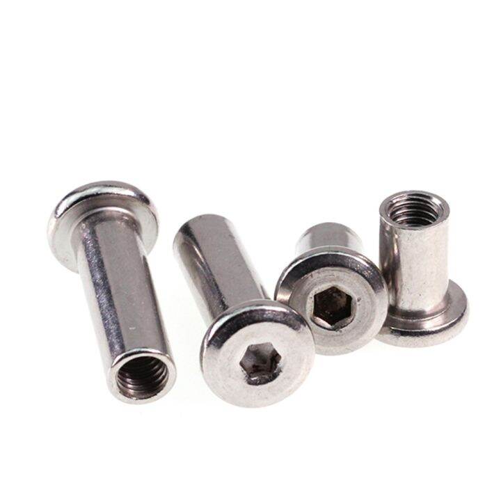 50pcs-lot-m4-m5-m6-m8-m10-stainless-steel-furniture-nut-plywood-dual-screw-fat-head-hexagon-socket-lock-nuts