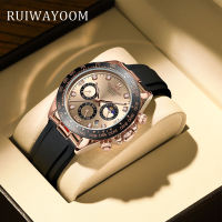 RUIWAYOOM Luxury Men Wristwatch High Quality Waterproof Chronograph Luminous Date Man Watches Silicone strap Mens Quartz Watch Military