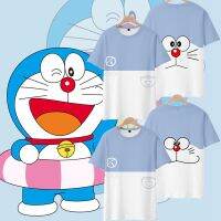 สินค้าร่วมโดราเอมอนคอกลมแขนสั้น Anime Jingle Cat เสื้อยืดลายอีโมจิน่ารัก Bottoming เสื้อลำลอง