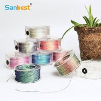 Sanbest ด้ายโลหะ6เส้นทำด้วยมือ,เชือกกำไล DIY Tatting 100เมตรถัก Macrame ทอผ้าไหมทอง