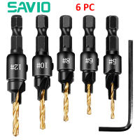 [คลังสินค้าพร้อม] SAVIO 6PC HSS หัวเจาะ Countersink ไม้หัวเจาะชุดบิตไร้สายหัวสว่านหัวเจาะ S สำหรับโลหะไม้ #5 #6 #8 #10 #12