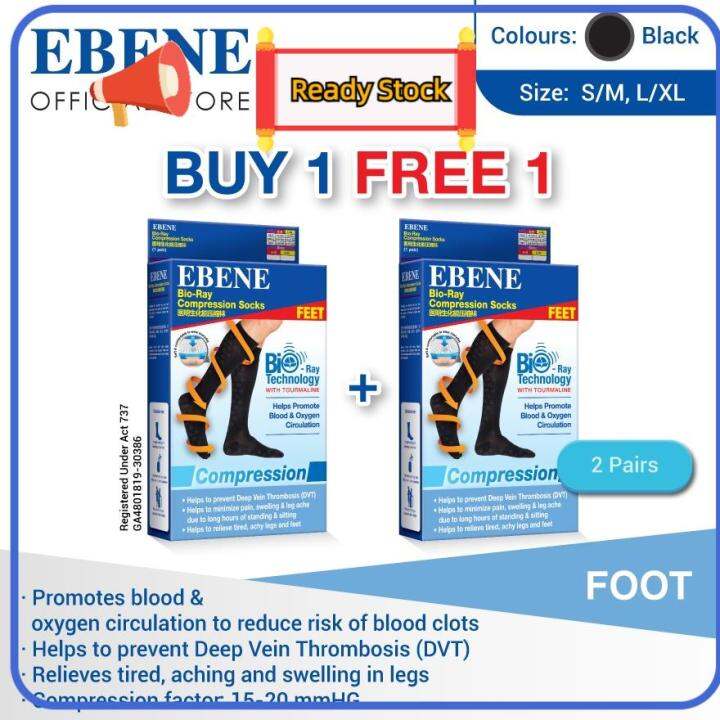 ⭐ ⭐READY STOCK⭐ ⭐ Twinpack EBENE BioRay Compression Socks (SM,L,XL