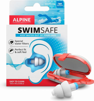 Alpine Hearing Protection Alpine SwimSafe Adult Ear Plugs for Swimming - Ear Protection Against Water - Comfortable Waterproof Earplugs with Filter - Hyopoallergenic & Sustainable