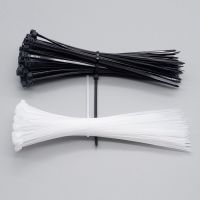 100PCS/bag Self-Locking Plastic Nylon Tie Black White Industrial Cable Tie Fastening Ring Organize Cables Wire Fixing
