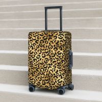 Cheetah Animal Trendy Suitcase Cover Black Gold Leopard Print Stylish Holiday Cruise Trip Practical Luggage Accesories Protector