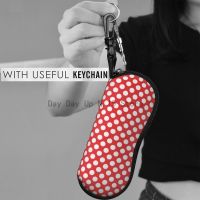 【LZ】◄✵  Vintage 80S Vertical Glasses Case Vermelho e Branco Bolso Polka Dots Moda Óculos De Sol Pouch Zip Homens Mulheres Eyewear Acessório