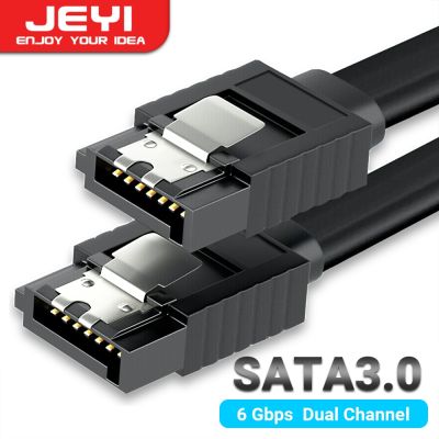 JEYI สายเคเบิ้ล SATA III 6Gbps,40ซม. สายข้อมูล HDD แบบโค้งตรงพร้อมสลักล็อคสำหรับเขียนซีดีไดรเวอร์ซีดีอะแดปเตอร์ HDD SSD