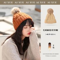 [COD] Hat womens autumn and winter woolen hat Korean version ear protection ins knitted solid ball twist