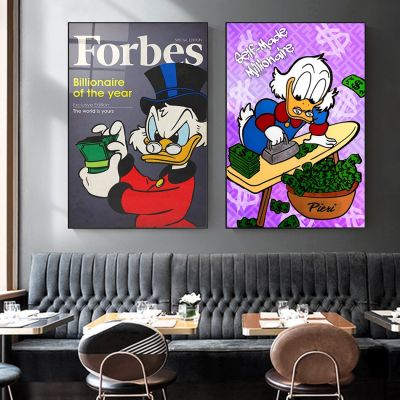 Vintage การ์ตูน Donald Duck ภาพวาดผ้าใบ Forbes Graffiti Wall Art โปสเตอร์และพิมพ์สำหรับห้องนั่งเล่นของขวัญสร้างแรงบันดาลใจข้อความ