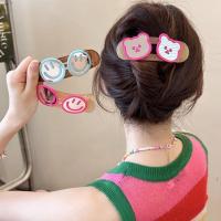 GFHGVF ใหญ่มากๆ Barrette BB ลื่นฟัน การ์ตูนลายการ์ตูน Y2k กิ๊บติดผมรูปใบหน้ายิ้ม น่ารักน่ารักๆ คลิปด้านข้าง สำหรับผู้หญิง