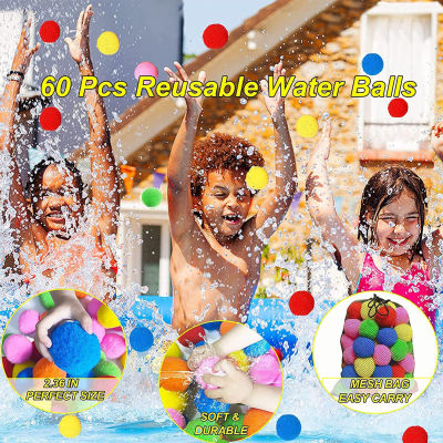 ของเล่นน้ำเพื่อความบันเทิงสำหรับสีสว่างลูกบอลน้ำใช้ซ้ำได้60ชิ้นเหมาะสำหรับเด็กและผู้ใหญ่