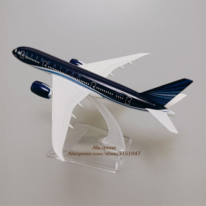 เครื่องบินอะเซอร์ไบจานทำจากโลหะอัลลอยเครื่องบินจำลอง-b787สำหรับเครื่องบินโบอิ้งเครื่องบิน787ลำพร้อมขาตั้งเครื่องบินของขวัญสำหรับเด็กขนาด16ซม