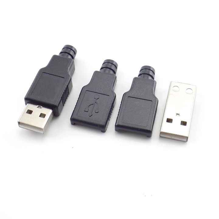 qkkqla-5pcs-3-in-1-type-a-female-male-mirco-usb-2-0-socket-4-pin-connector-plug-black-plastic-cover-diy-connectors-type-a-kits