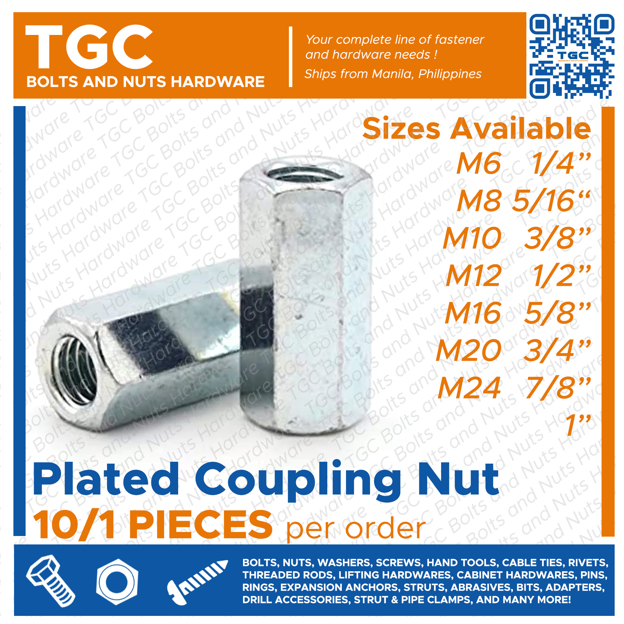 304 SS Hex Coupling nuts M5 M6 M8 M10 M12 M14 M16 M20 M24 Thick Connection Nut 
