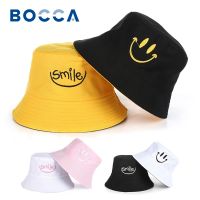 {You have a hat} หมวกปีกกว้างปักลาย Bocca หมวกทรงถังสองด้านใส่กลับด้านได้กันแดดพระอาทิตย์ชาวประมงหมวกแฟชั่น